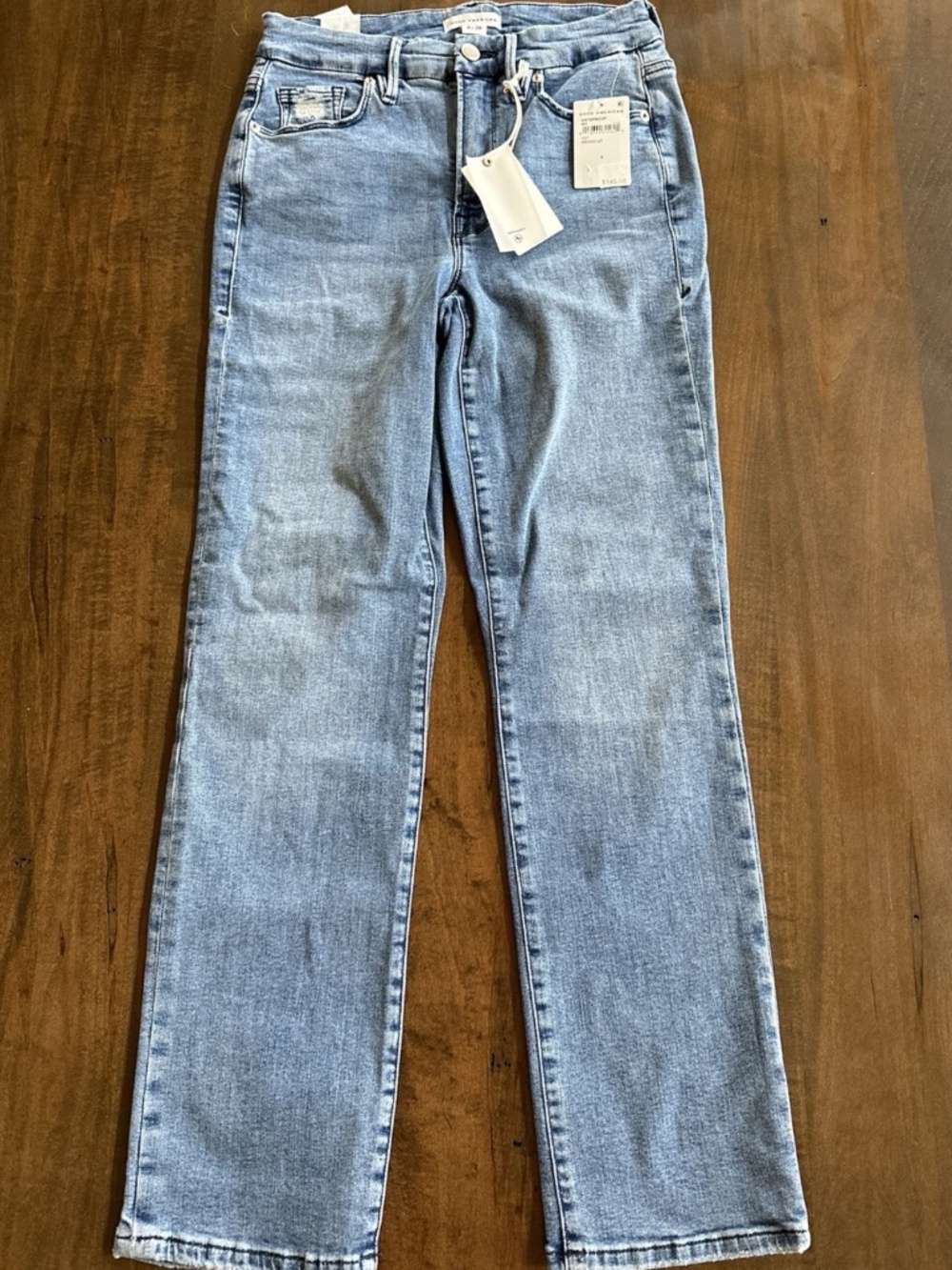 Good American Straight Leg Ankle Denim High Waist Organic Cotton Jeans Sz 6 NEW